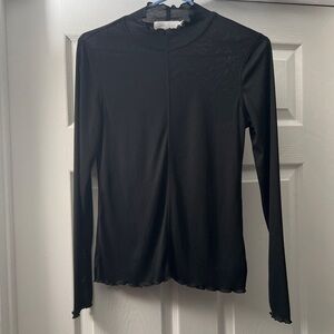 All in Favor Black Long-Sleeve Mock Neck Top